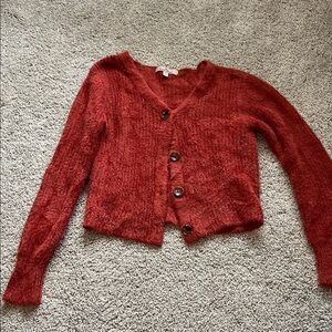 Love Tree Burnt Orange Fuzzy Women's Cardigan